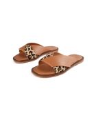 Braune Mules aus Cross-the-Line aus Leder