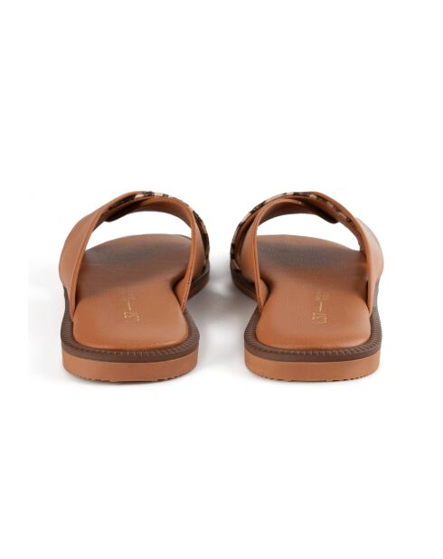 Braune Mules aus Cross-the-Line aus Leder