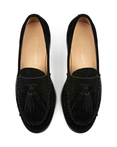 Only Want You schwarze Mokassins aus Veloursleder