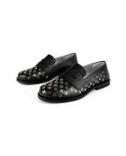 Look My Way zwarte leren instappers