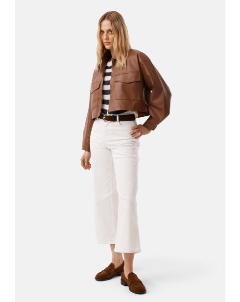 Instappers van camelkleurig suède met rechte pasvorm