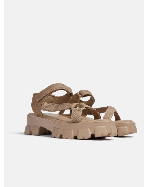 Don't Wait Up beige rubberen sandalen