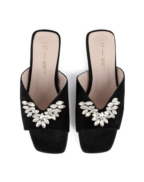 Spell Of Desire slip-on muiltjes van zwart suède