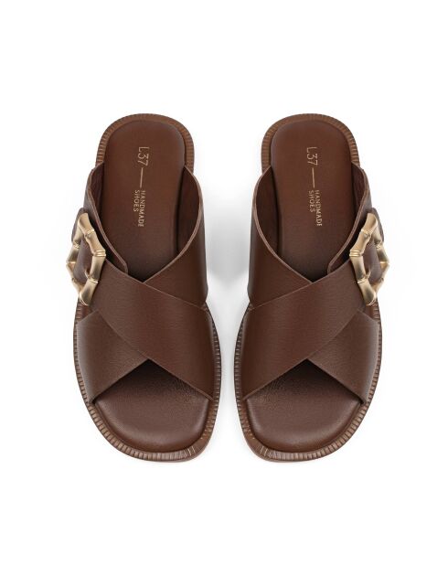 Sabot Anything For Love in pelle marrone