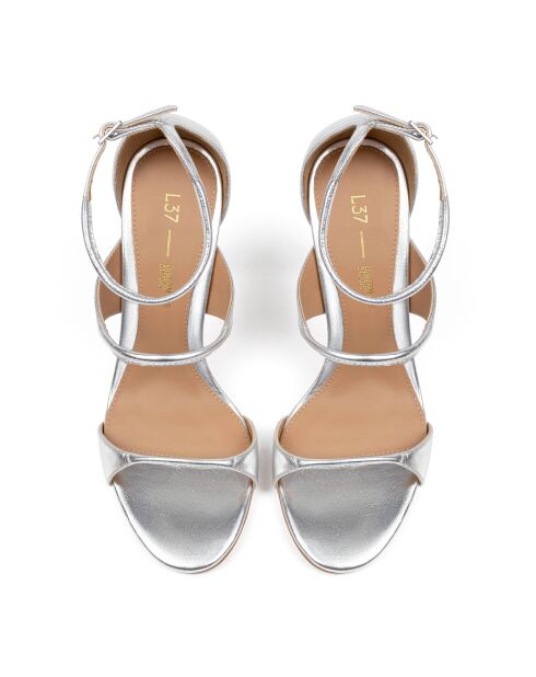 Sandali Miss California in pelle argentata