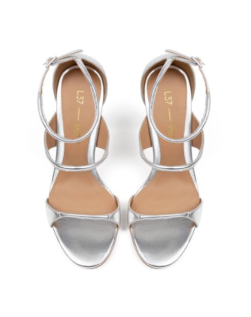 Sandali Miss California in pelle argentata