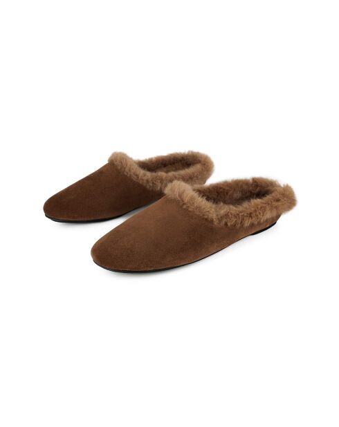 Over The Sun pantoffels met karamel suède voering