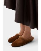 Over The Sun pantoffels met karamel suède voering