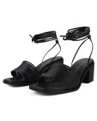Look my way zwarte leren sandalen - Hak: 6 cm