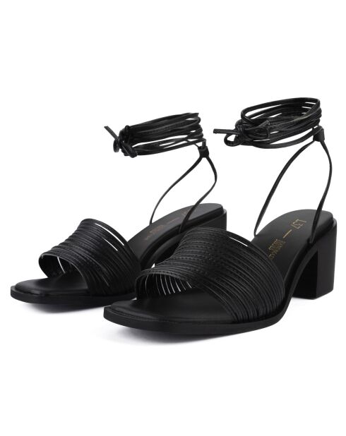 Look my way zwarte leren sandalen - Hak: 6 cm
