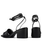 Look my way zwarte leren sandalen - Hak: 6 cm