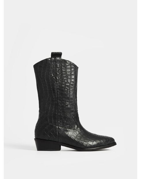 Bottines en cuir on the rocks noires
