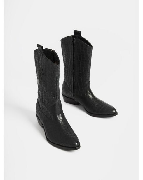 Bottines en cuir on the rocks noires