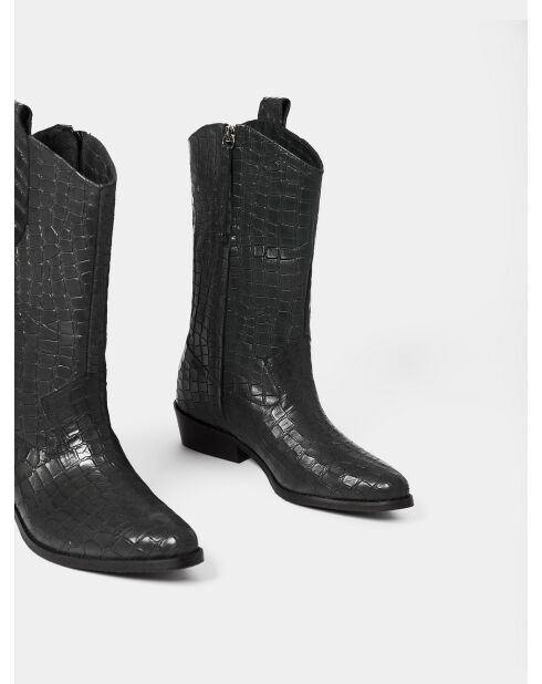 Bottines en cuir on the rocks noires