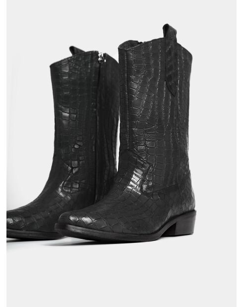 Bottines en cuir on the rocks noires