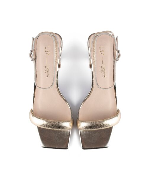 Hypnotiserende sandalen van goudkleurig leer met hak - Hak: 6 cm