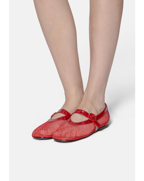 Spend My Day Ballerinas aus rotem Lackleder/Mesh