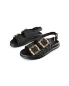 Sandali Chasing The Dragon in pelle nera