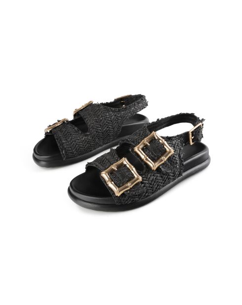 Sandali Chasing The Dragon in pelle nera