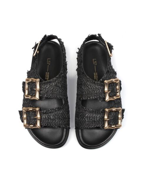 Sandali Chasing The Dragon in pelle nera