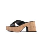 It's No Secret Pantoletten aus Leder, 7 cm Absatz, Schwarz