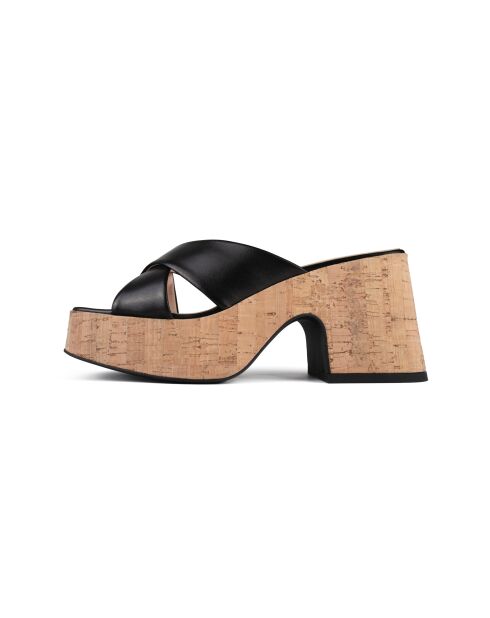 It's No Secret Pantoletten aus Leder, 7 cm Absatz, Schwarz