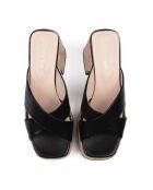 It's No Secret Pantoletten aus Leder, 7 cm Absatz, Schwarz