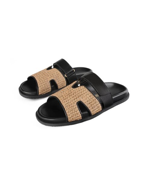 Mules de piel negro/marrón Not My Problem