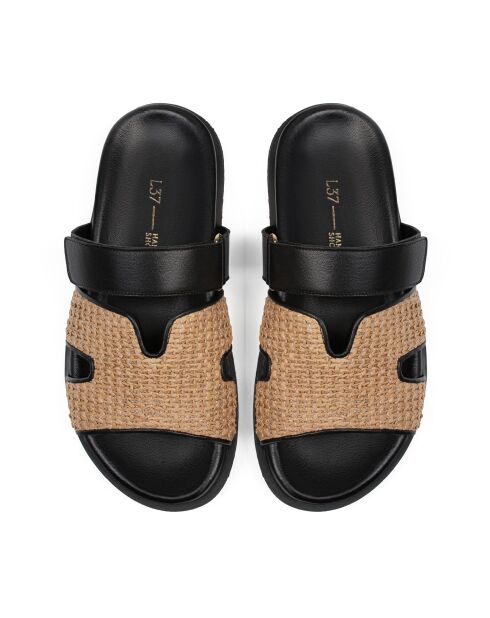 Mules de piel negro/marrón Not My Problem