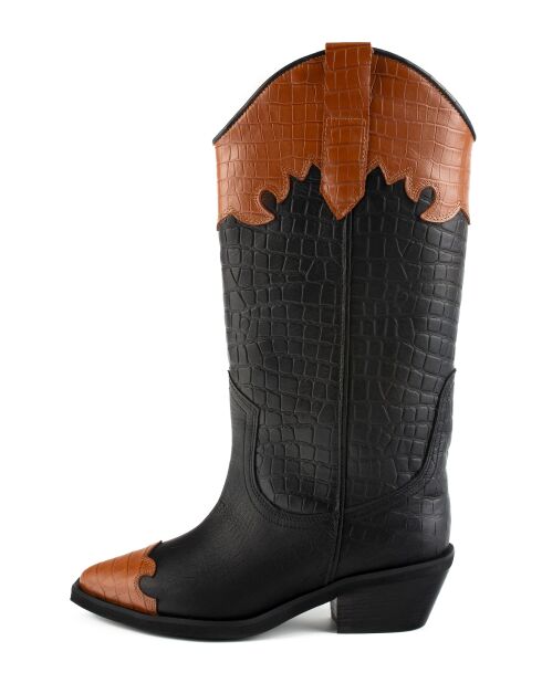 Bottes en cuir Night In Texas noir/marron