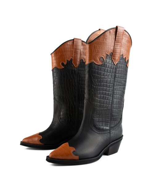 Bottes en cuir Night In Texas noir/marron
