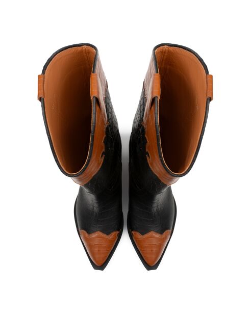 Bottes en cuir Night In Texas noir/marron