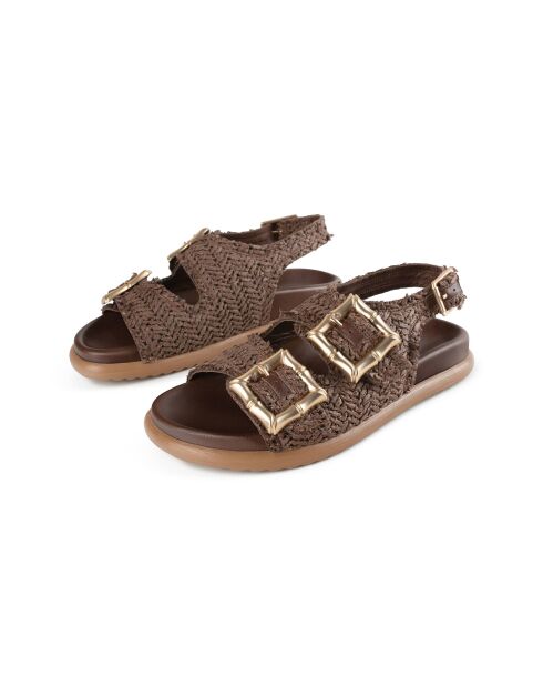 Bruine leren sandalen Chasing The Dragon