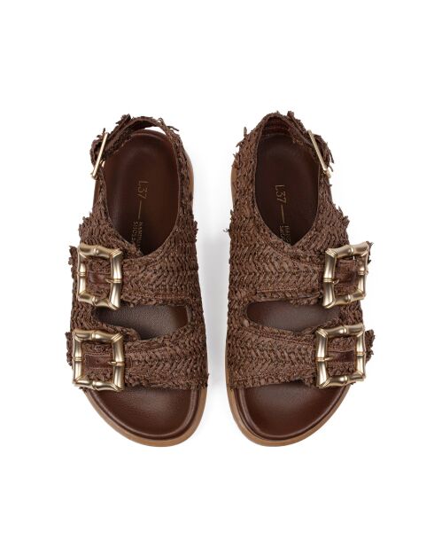 Bruine leren sandalen Chasing The Dragon