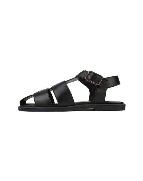 Zwarte leren platte sandalen van Get Back