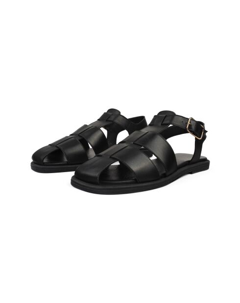 Zwarte leren platte sandalen van Get Back