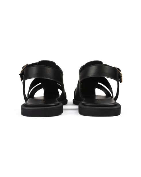 Zwarte leren platte sandalen van Get Back