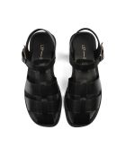 Zwarte leren platte sandalen van Get Back