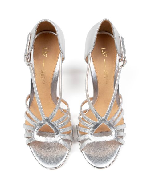 Sandali Charlotte in pelle argentata