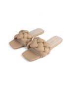 Beige leren slip-on muiltjes van Over The Sun