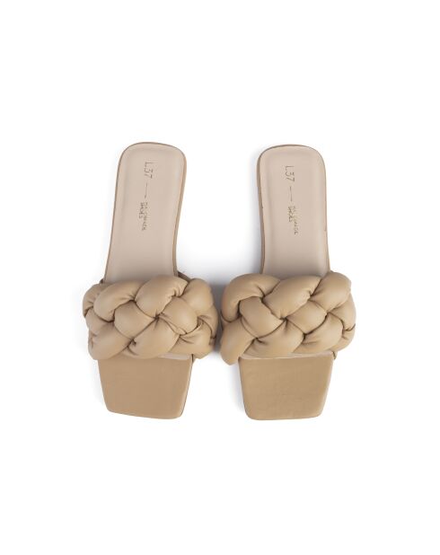Mules sin cordones Over The Sun de piel beige