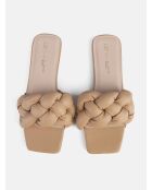 Beige leren slip-on muiltjes van Over The Sun