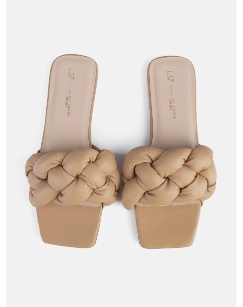 Mules sin cordones Over The Sun de piel beige