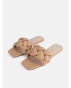 Beige leren slip-on muiltjes van Over The Sun