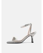 At The Disco zilveren leren sandalen