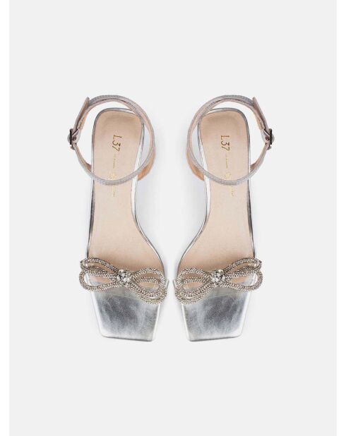 At The Disco zilveren leren sandalen
