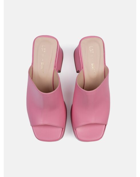 Mules de piel rosa Los Amores - tacón de 7 cm