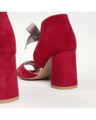 Movie Star rode fluwelen leren sandalen met hak van 8 cm