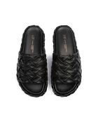 Mules Hibiscus Hues in pelle nera