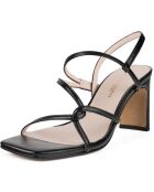 Waiting 4 The Sun zwarte leren sandalen - Hak 8 cm